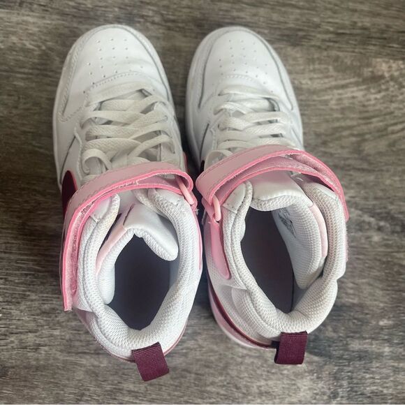 Nike Court Borough Mid 2 (GS) Shoe Size 5Y White/Dark Beetroot Style CD7782-104 - Picture 8 of 8
